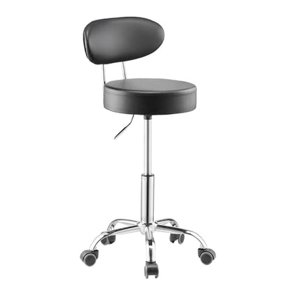 VEVOR Shop Stool with Backrest, Pneumatic Height Adjustable Garage Seat, 300 lbs Load, Roller Creeper Seat, 360 Swivel Padded Workshop Stool, Black - style: with Backrest and Casters