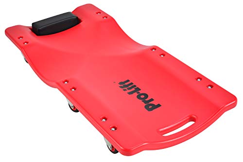Pro Lift Mechanic Plastic Creeper 36 Inch - Blow Molded Ergonomic HDPE Body with Padded Headrest - 300 Lbs Capacity - color: Red