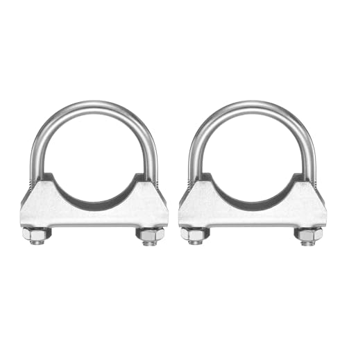 HARFINGTON 2pcs U Bolt Muffler Exhaust Clamp 45mm/1.77" 304 Stainless Steel U-Bolt Clamps Muffler Tip Hook Saddle Exhaust Clip for Tip Pipes Connection - size: 45mm
