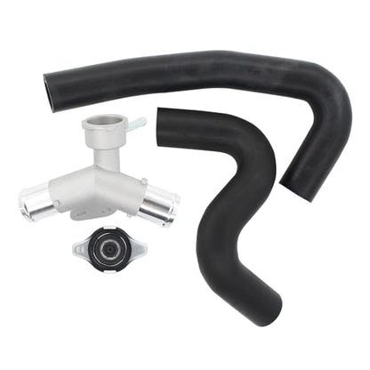 Aluminum Engine Radiator Filler Neck w/Cap & Upper Coolant Water Hose Set