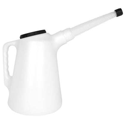 ZEELINE BY MILTON ZE757W 5-Quart Polyethylene Oil Dispenser, Translucent Jug Marked in Quarts/Liters with Flexible Pour Spout and Threaded Lid