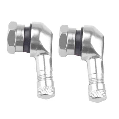 2PCS Motorcycle CNC Aluminum 11.3mm Tire Wheel Stem Valve 90 Degree Angled (Silver) - color: Silver