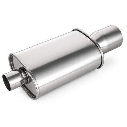 Catekro Exhaust Muffler 2.5" Inlet 4" Outlet 21.3" Length Reduce Noise - color: 1 Inlet to 1 Outlet