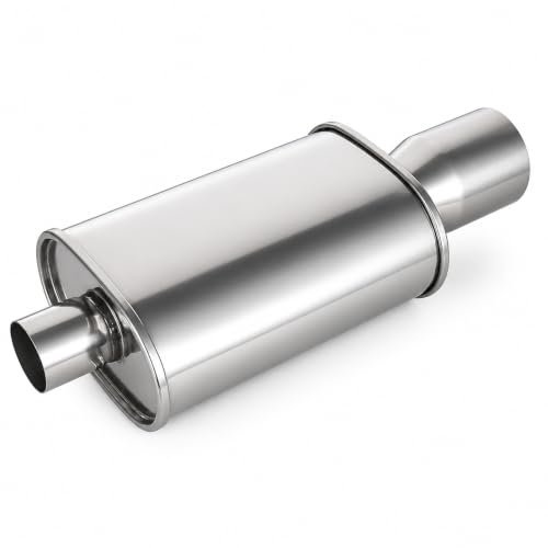 Catekro Exhaust Muffler 2.5" Inlet 4" Outlet 21.3" Length Reduce Noise - color: 1 Inlet to 1 Outlet