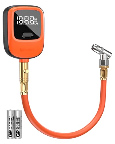 ETENWOLF T600 Digital Tire Pressure Gauge 250 PSI with Rubber Hose, Orange