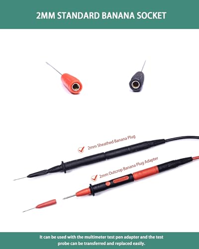 Electrical Back Probe Needles, 8pcs Back Probe Kit Automotive for Instrument Parts Accessories 2mm Socket Test Leads Diameter 0.7mm Pins Fine Tester Puncture