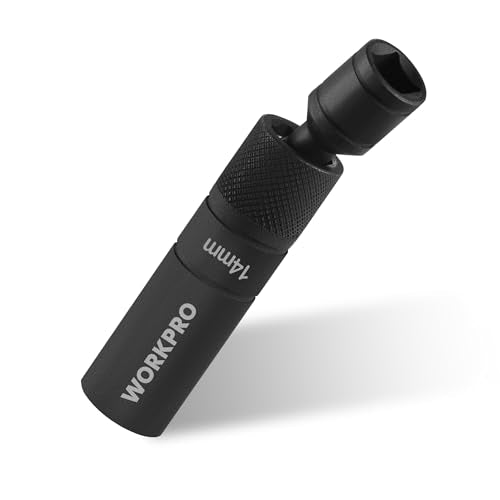 WORKPRO 14MM Swivel Magnetic Spark Plug Socket 12-Point - size: 14MM×3/8"×4"
