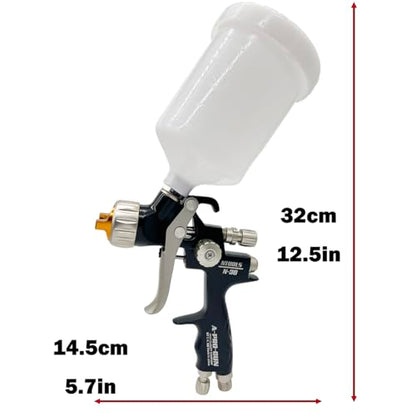 Automotive Air Paint Sprayer Gun Kit, 1.3mm HVLP Spray Gun and 1.7mm Nozzles Needle Cap with 600cc Disposable Cup for Car Primer, Topcoat & Touch-Up, Furniture Painting.