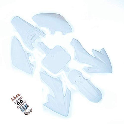CRF50 White Plastic Body Fender Kit for Chinese CRF XR 50cc Pit Dirt Bikes Including All Mounting Screw