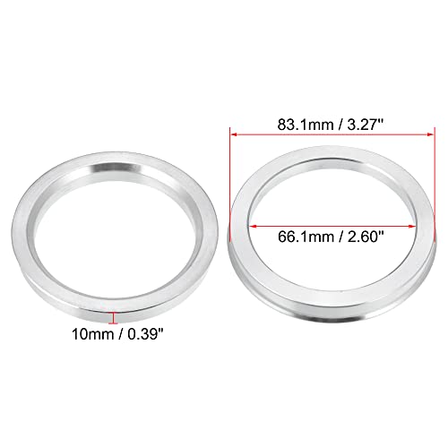 X AUTOHAUX 4pcs OD 83.1mm to ID 66.1mm Aluminium Alloy Hub Centric Rings - size: 66.1mm