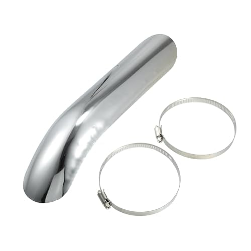 Motoforti Universal Motorcycle Exhaust Pipe Heat Shield Curved Motorbike Heat Insulation Cover, 265x55mm, Durable, Stainless Steel, Silver Tone, 1 Set - color: Silver Tone