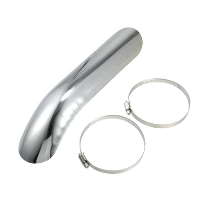 Motoforti Universal Motorcycle Exhaust Pipe Heat Shield Curved Motorbike Heat Insulation Cover, 265x55mm, Durable, Stainless Steel, Silver Tone, 1 Set - color: Silver Tone