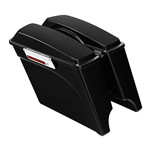 TCMT 5" Saddlebags Saddle Bags + Conversion Brackets Fit For Harley Softail Heritage Deluxe Models 1984-2017 (except for Deuce Model Softail Slim models) - color: Black Conversion Brackets, size: Style B Vivid Black(Chrome Latches)