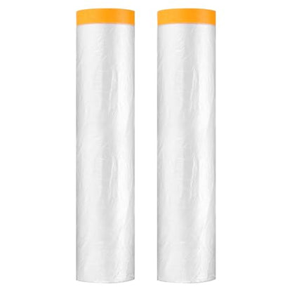 HARFINGTON 2pcs Pre-Taped Masking Film 177.2"x65ft w Plastic Sheeting,Clear - color: Clear, size: 177.2"x65ft