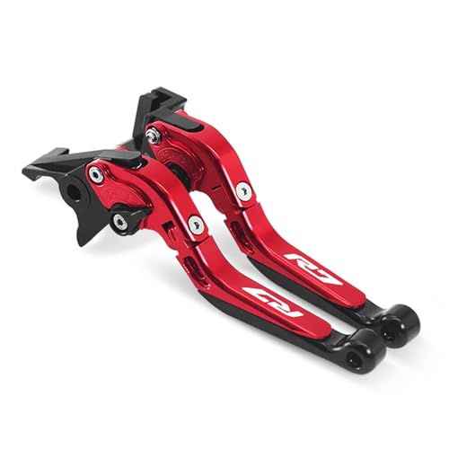 MFGZD CNC Motorcycle Brake Clutch Levers Extendable Compatible with Yamaha R7 2021 2022 2023 2024 Folding Adjustable Handlebars Brake and Clutch Levers Set (Red) - style: R7 Red
