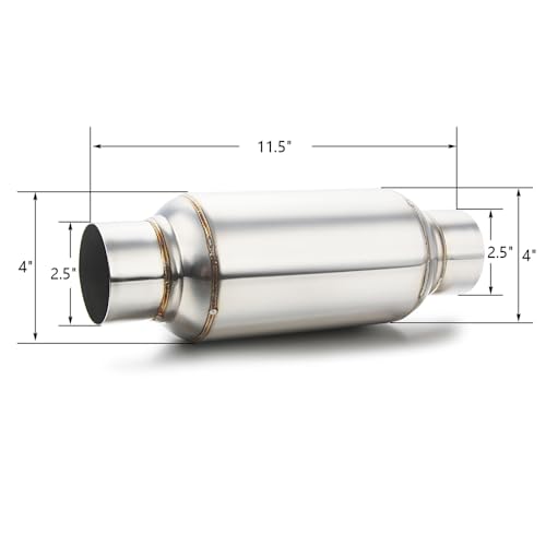 LCGP 2.5'' Inlet & Outlet Universal Muffler, 11.5'' Overall Length Stainless Steel Resonator 2 Pack - color: Silver, size: 2.5" Inlet 11.5" Long-2 Pack