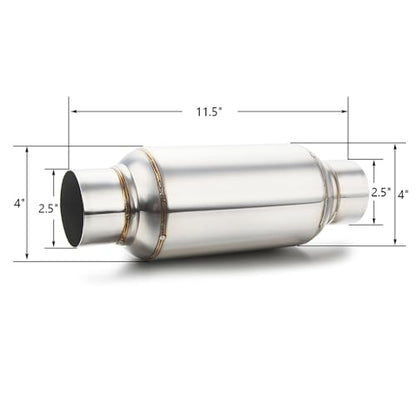 LCGP 2.5'' Inlet & Outlet Universal Muffler, 11.5'' Overall Length Stainless Steel Resonator 2 Pack - color: Silver, size: 2.5" Inlet 11.5" Long-2 Pack