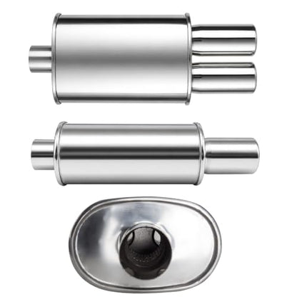 Catekro Exhaust Muffler Y Pipe 2.5" Inlet 3" Dual Outlet 21.3" Length - color: 1 Inlet to 2 Outlet