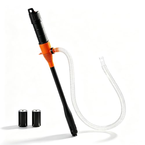 Electric Portable Fuel Transfer Pump，Battery Operated Liquid Transfer Pump, 2.4GPM Liquid & Gasoline Siphon Pump, Long Hose，Handheld Liquid Transfer Pump Nozzle-free. - color: Black+Orange