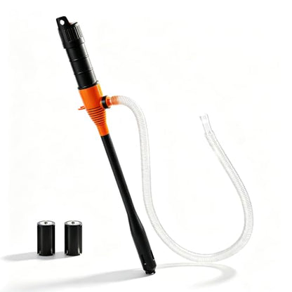 Electric Portable Fuel Transfer Pump，Battery Operated Liquid Transfer Pump, 2.4GPM Liquid & Gasoline Siphon Pump, Long Hose，Handheld Liquid Transfer Pump Nozzle-free. - color: Black+Orange