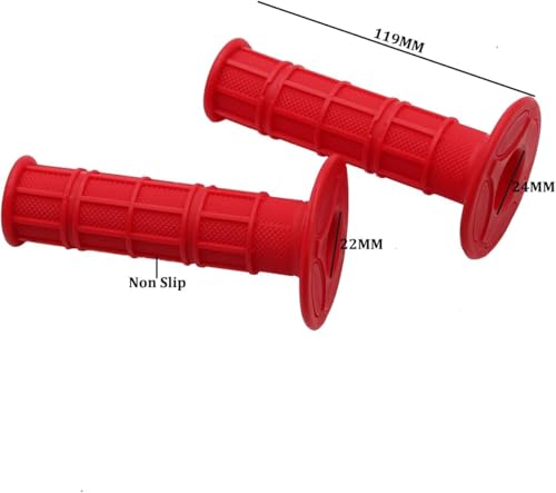 22mm 7/8" Motorcycle Rubber Handlebar Grips for 50cc-125cc Dirt Bike ATV Moto Pit Bike CRF50 XR50 KLX250 SSR125 CRF150F CRF230F CRF250F CRF450F TTR110 TTR125 YFZ RMZ KXF Parts 1Pair - color: Red