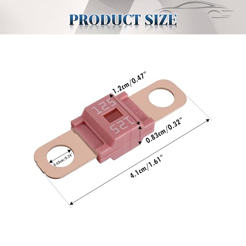 5Pcs AMI/Midi Fuse Kit - High Current Bolt-on Fuses for Battery Fuse Replacement - Heavy Duty Truck Fuses for Cars, RVs, Construction Vehicles & Marine Audio Systems (125A) - size: 125A
