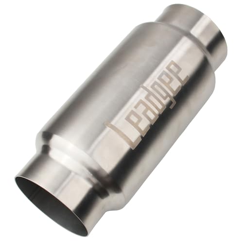 3" Inlet&Outlet Exhaust Resonator,9" Overall Length Center Straight Through Stainless Steel Muffler,Polished - size: 3" Inlet 9" Overall Length-1pc