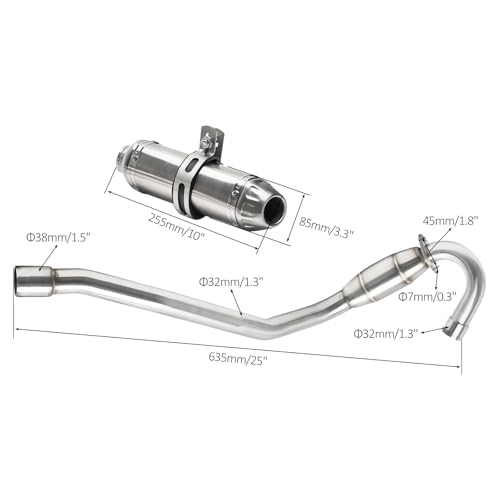 38mm 1.5" Racing Exhaust Pipe and Muffler Full System for CRF70F CRF70 XR70 CRF 70 CRF110F Motorcycle Dirt Pit Bikes 70cc 90cc 110cc 125cc 140cc 150cc SSR Apollo RFZ 140 Thumpstar Taotao DB17