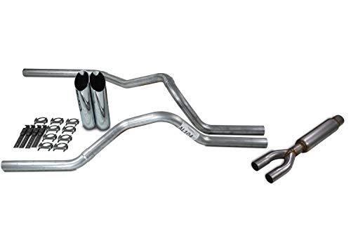 Truck Exhaust Kits - ShopLine Dual Exhaust System 2.5" Aluminized Pipe - color: Chrome Slash Cut Tips