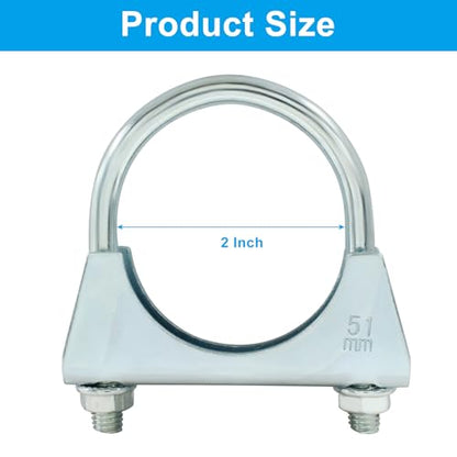 2" U Heavy Duty U-Bolt Clamp, Stainless Steel, 2-Pack - size: 2",2PCS