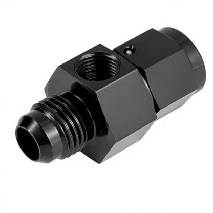 8AN Male Flare to -8 Female Swivel Fuel Pressure Take Off Fitting with 1/8" NPT Gauge Port, CNC Machined Anodized Black, for E85 Gasoline Methanol Racing Fuel Systems - size: AN8 with 1/8 NPT Port