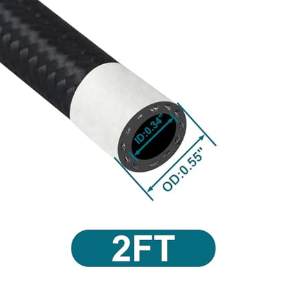 2FT Assembled 6AN Fuel Line Kit CPE with Fittings(0°+45°, 1/4" NPT) - size: 2ft(0°+45°) & 1/4 NPT Fittings