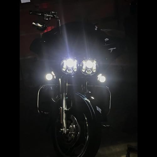 TOPNEW Dual LED Headlight for Motorcycle Road Glide 2004 2005 2006 2007 2008 2009 2010 2011 2012 2013 (Black) - color: Black