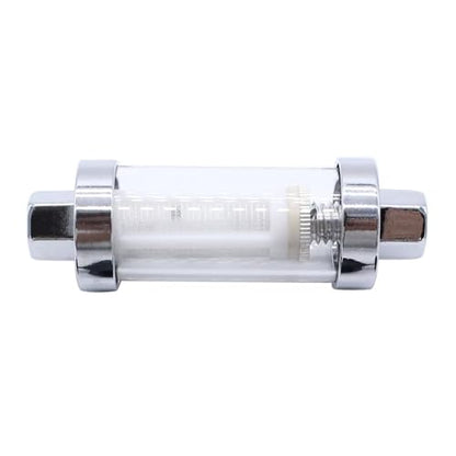 2 Set Universal 3/8" 1/4" 5/16" Fittings Inline Fuel Filters Chrome Glass Reusable Washable Inline Fuel Filter Fits for Motorcycle Car Caravan Boat Lawn Mower