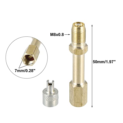 X AUTOHAUX 2pcs 50mm/1.97" Long Brass Auto Tire Valve Extension Adaptor Air Tyre Stem Extender Inflation Stright Bore for Car Truck Motorcycle Bike Mower Scooter - size: 50mm
