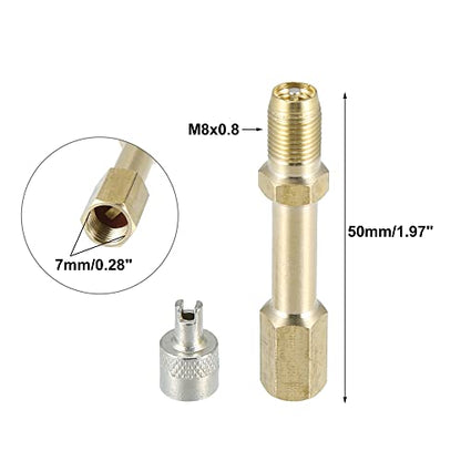 X AUTOHAUX 2pcs 50mm/1.97" Long Brass Auto Tire Valve Extension Adaptor Air Tyre Stem Extender Inflation Stright Bore for Car Truck Motorcycle Bike Mower Scooter - size: 50mm