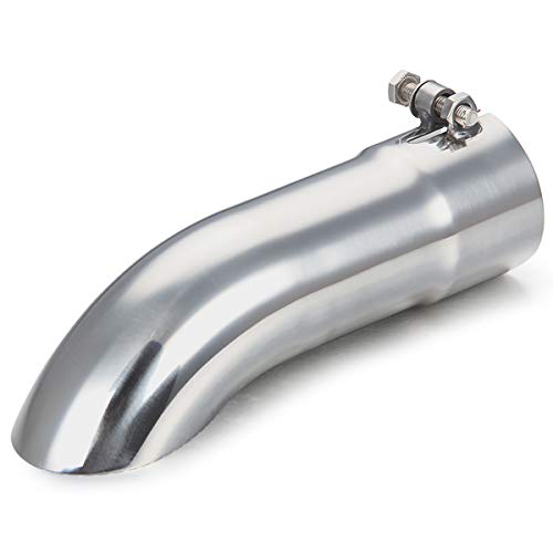 LCGP 2.5 Inch Inlet Turn Down Exhaust Tip, 2 1/2 Inch Inside Diameter Inlet, 9’’ Length Stainless Steel Turndown Exhaust Pipe - size: 2.5 Inch, style: Silver
