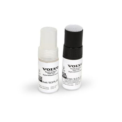 Volvo Touch Up Paint Pen, Includes Base Coat and Clear Coat, 2 x 9 ml (0.3 fl oz), OEM Factory Original (614 Ice White) - color: 614 Ice White