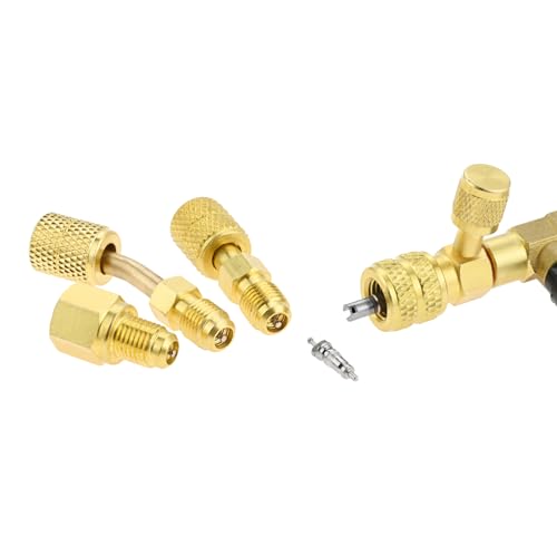 R12 R22 R410A Valve Core Remover Installer Kit,3PCS 45°Ball Valve Adapter