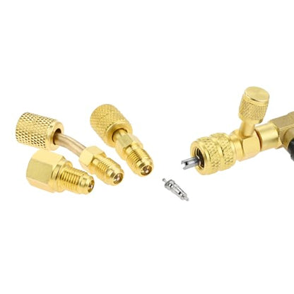 R12 R22 R410A Valve Core Remover Installer Kit,3PCS 45°Ball Valve Adapter