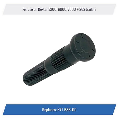 Press-In Wheel Studs 1/2"-20 x 2.70" Replacement for Dexter 5200, 6000 7000, lb 7-262 Trailer (6 Pack)