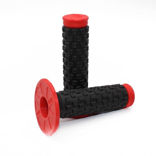 Bittwee 2PCS Motorcycle Hand Grip, 7/8'' 22mm 24mm Left Right Rubber Motorbike Pillow Thruster Grips, Anti-Slip Racing Handlebar Grips, Universal for Motocross Scooter Dirt Bike (Red/Black) - color: Red/Black