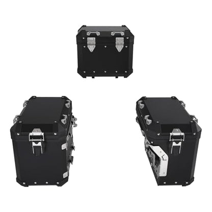 TCT-MOTORPARTS Trunk Saddlebags Pannier Side Case Luggage Bag Fits for BMW F850GS F900GS R1200GS - color: Black Saddlebags (48L)+Trunk (38L)