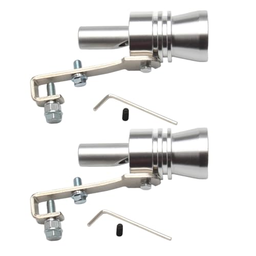 URBEST Aluminum Alloy Universal Turbo Sound Exhaust Muffler Pipe Whistle Car Roar Maker 2pcs (silver, XL) - color: silver, size: XL