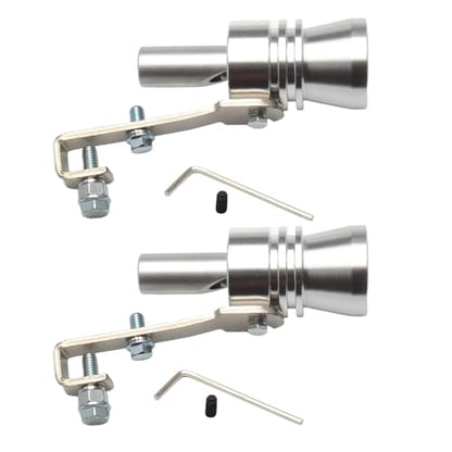 URBEST Aluminum Alloy Universal Turbo Sound Exhaust Muffler Pipe Whistle Car Roar Maker 2pcs (silver, XL) - color: silver, size: XL