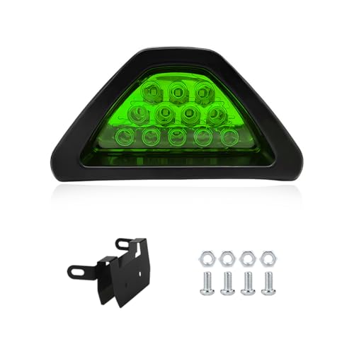 Car F1 Style Brake Light, 12V Super Bright Waterproof Triangle Rear Fog LED Lights Tail Flash Lamp, F1 Style Warning Strobe Third Stop Light for Motorcycle ATV Truck SUV (Green) - color: Green