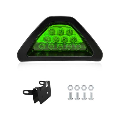 Car F1 Style Brake Light, 12V Super Bright Waterproof Triangle Rear Fog LED Lights Tail Flash Lamp, F1 Style Warning Strobe Third Stop Light for Motorcycle ATV Truck SUV (Green) - color: Green