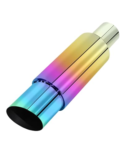 Universal 63mm Car Exhaust Mufflers 15" Length ((Multicolor, 2.5'' Inlet 3.5'' Outlet) - color: Multic, size: 2.5' in 3.5'' out