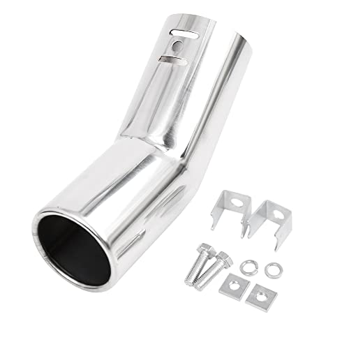 uxcell Universal Fit Diameter 0.75" -1.5" Stainless Steel Chrome Curved Exhaust Tail Muffler Tip Pipe for Vehicle