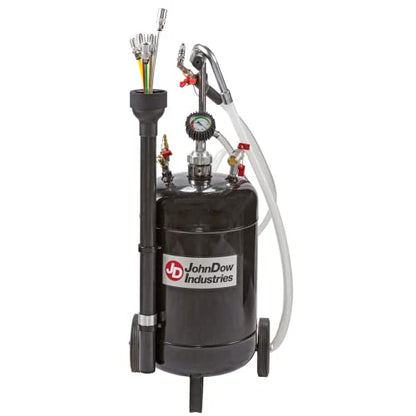 JohnDow Industries 6 Gallon Fluid Evacuator with Venturi Vacuum System, Vacuum Gauge, 7 Foot Suction Hose, Self Evacuating, Probes & Adapters, Convenient Storage Tube, and Portable Operation